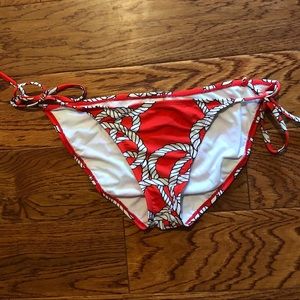 Red rope pattern string bikini bottom